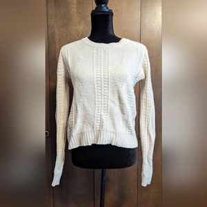 100% Merino Wool Wallace by J. Crew White/Cream Small Cable Knit Sweater